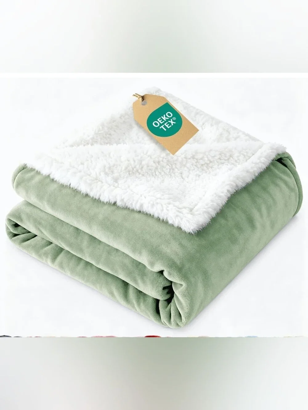 Sage Green Plush Reversible Sherpa Throw Blanket 60x80